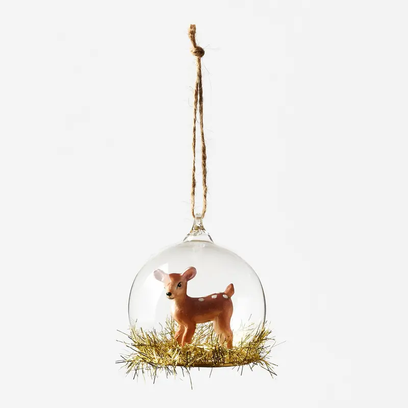 Brown Spotted Deer Dome Ornament