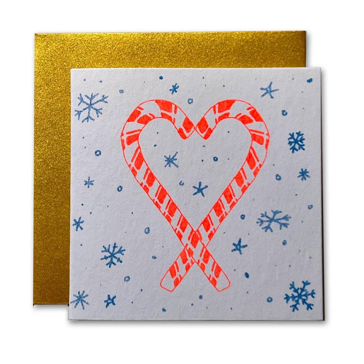 Candy Cane Risograph Tiny Card