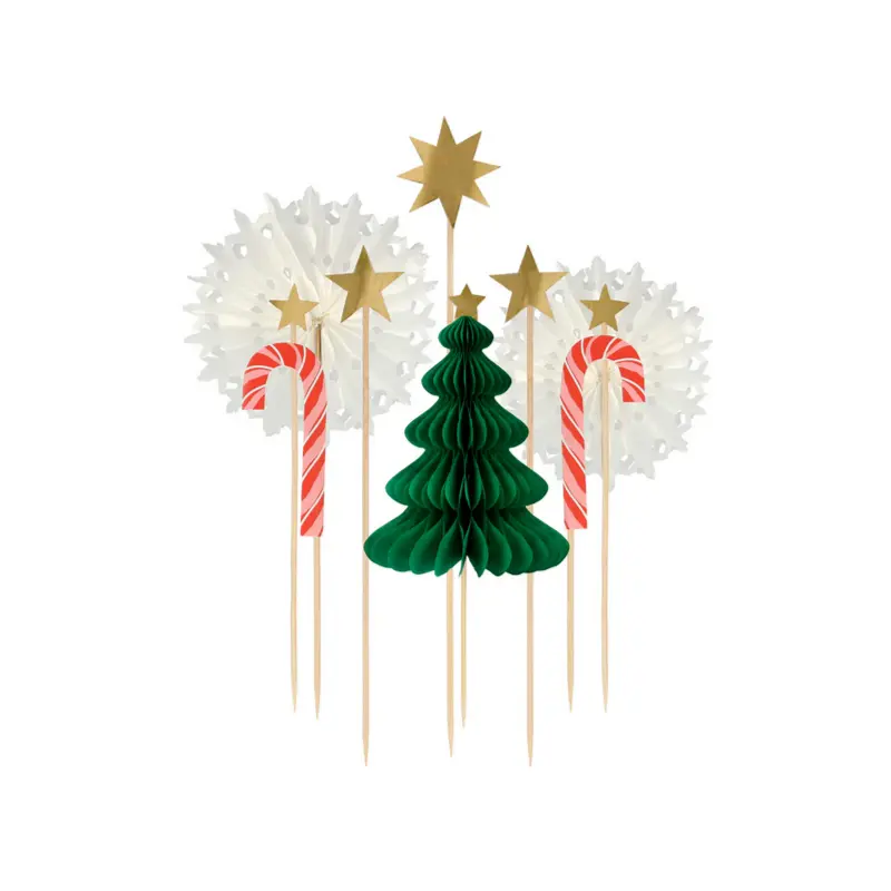 Christmas Honeycomb Cake Topper Set (10pk)