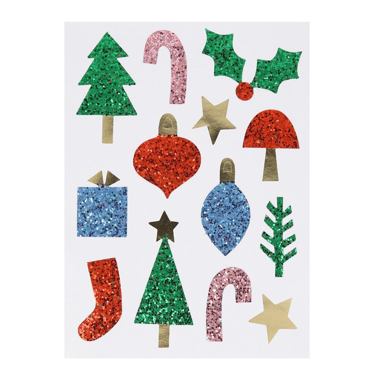 Christmas Icon Chunky Glitter Stickers