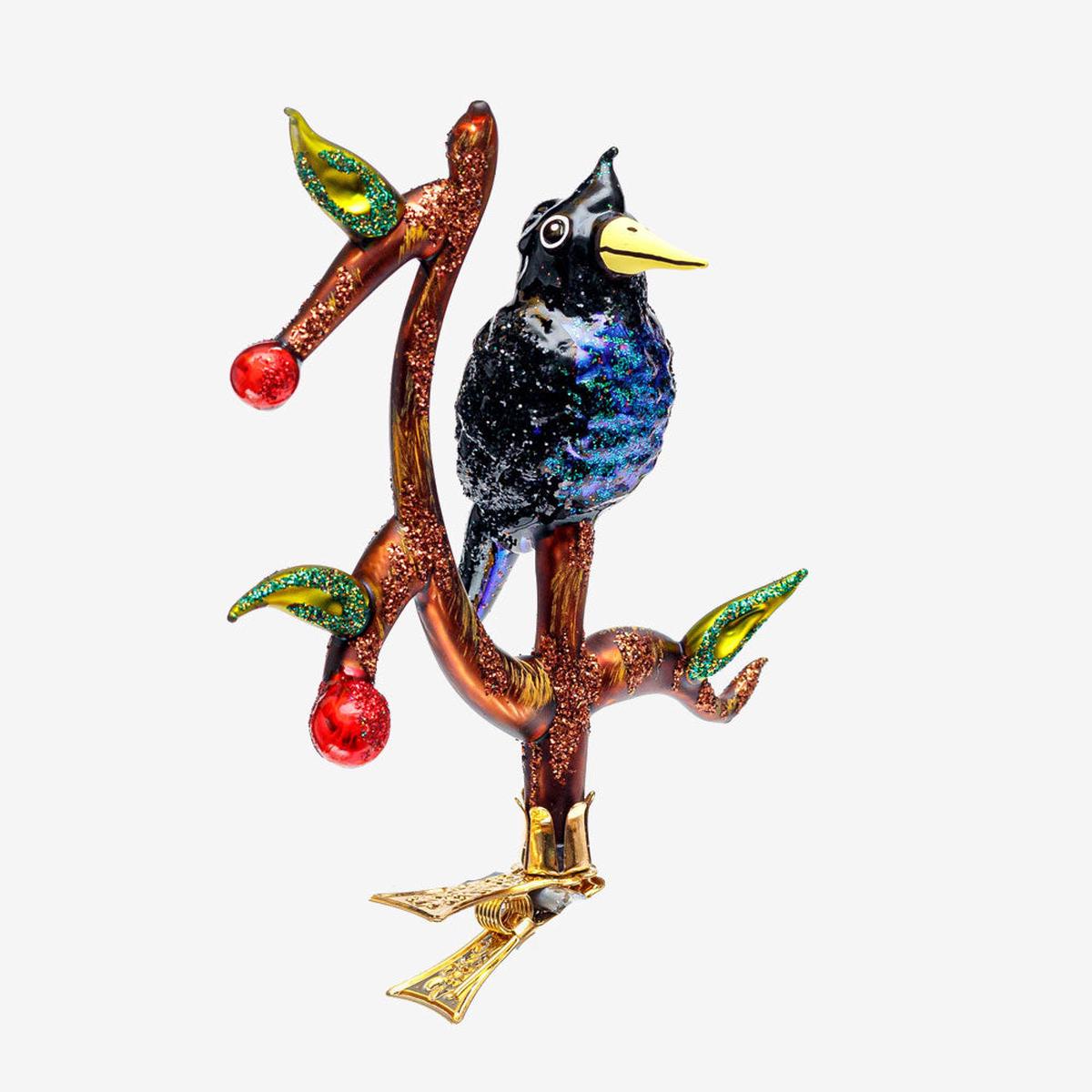 Bird on Cherry Branch Clip-On Ornament
