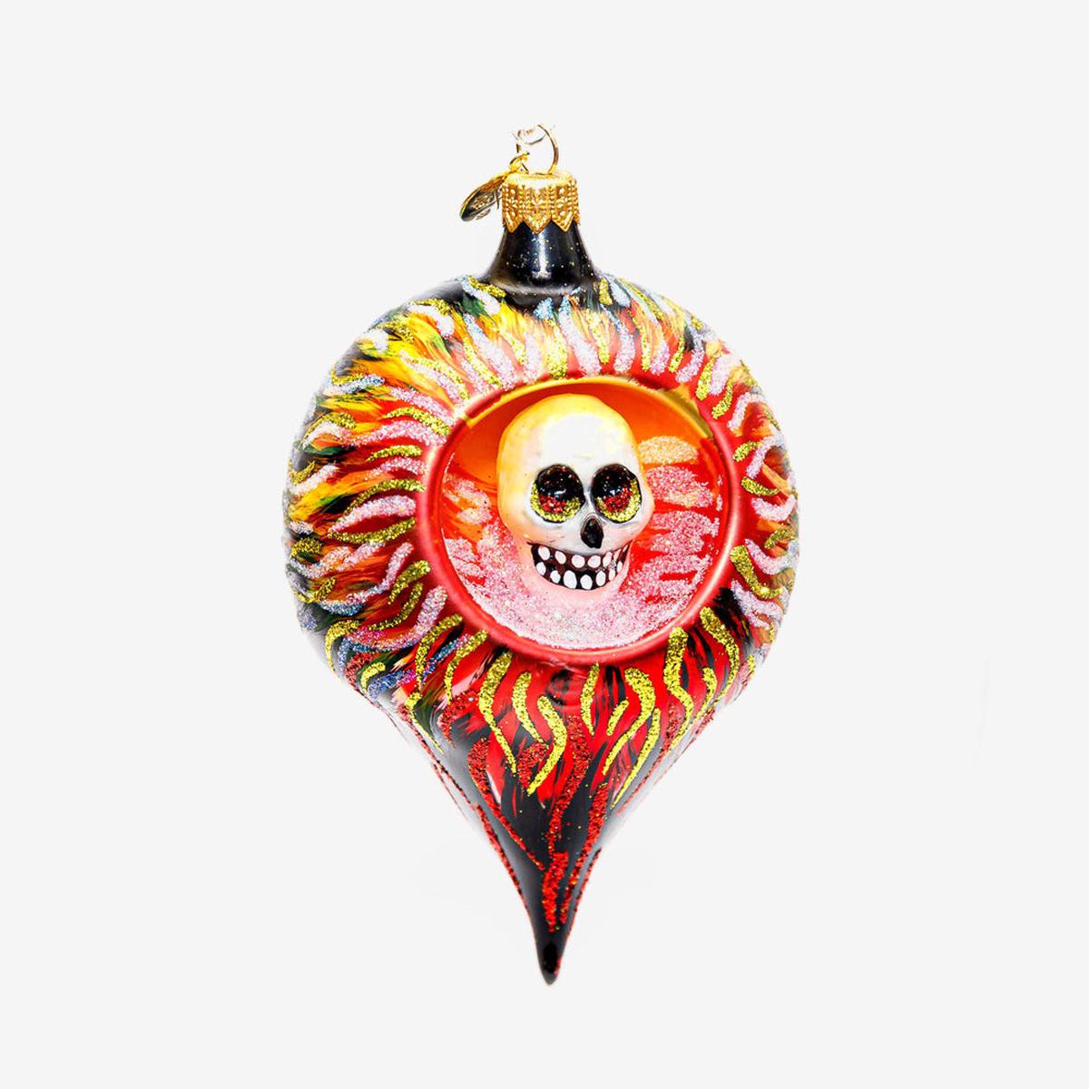 Flaming Skull Drop Ornament