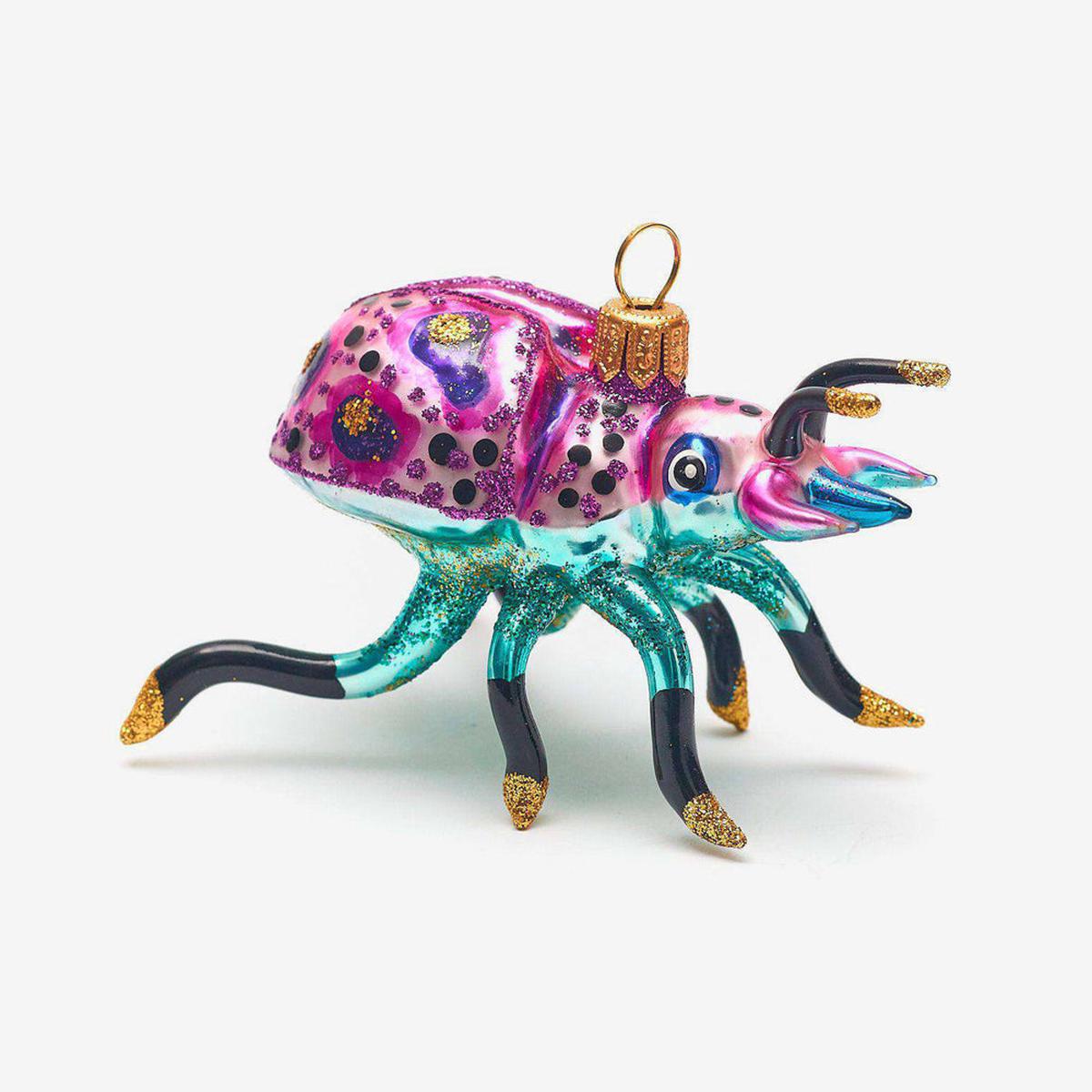 Pink & Blue Beetle Ornament
