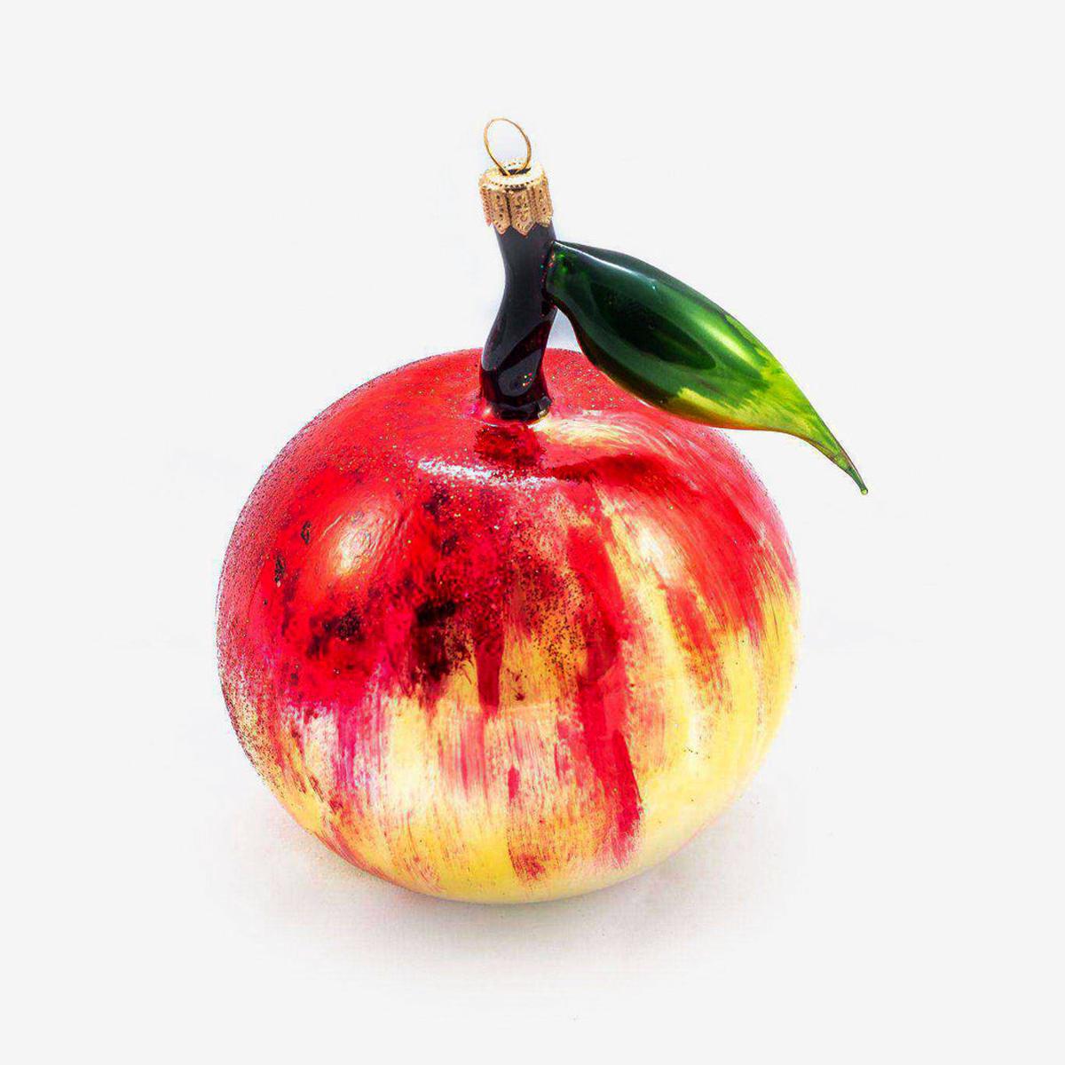 Red & Green Apple With Leaf Ornament