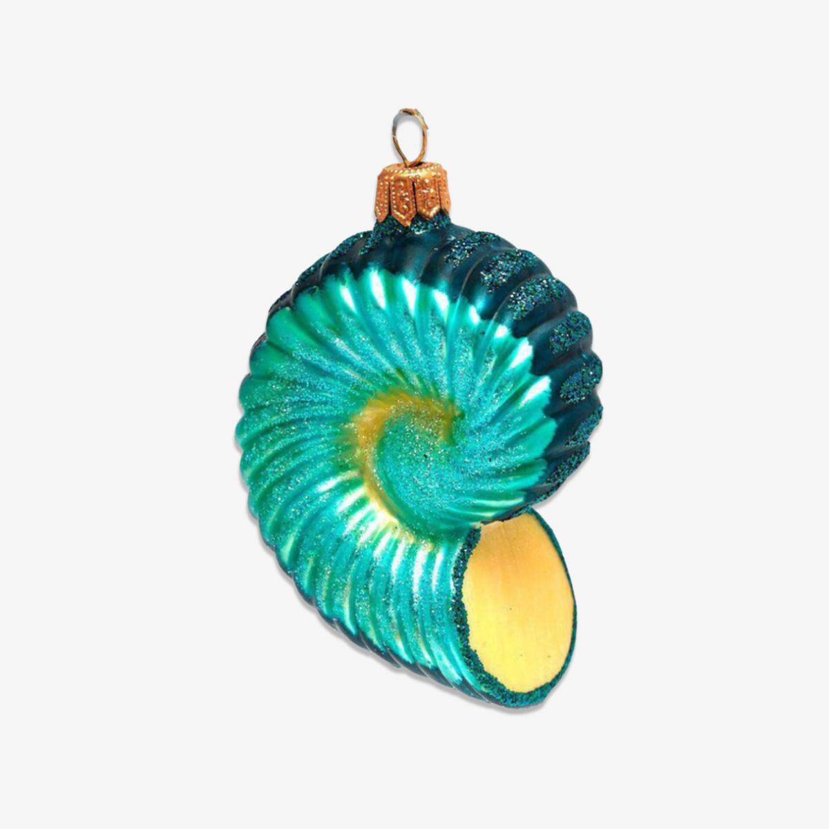 Yellow & Blue Nautilus Ornament