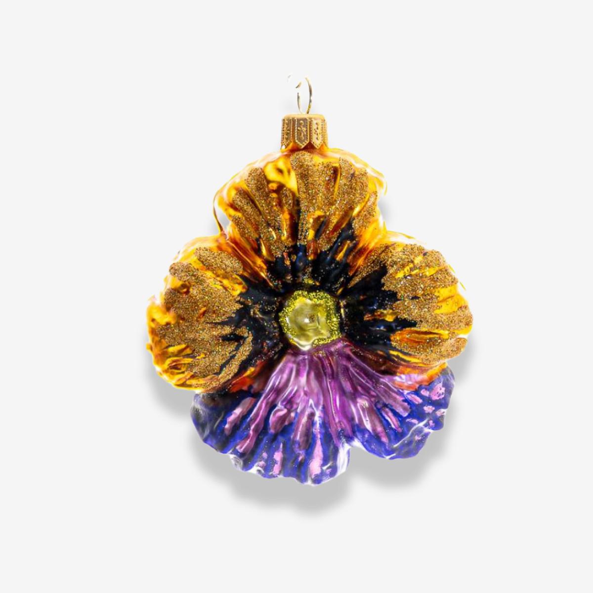 Yellow & Purple Pansy Blossom Ornament