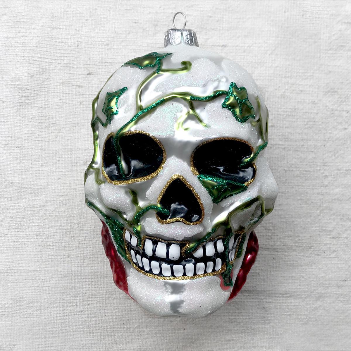 Skull with Ivy Ornament