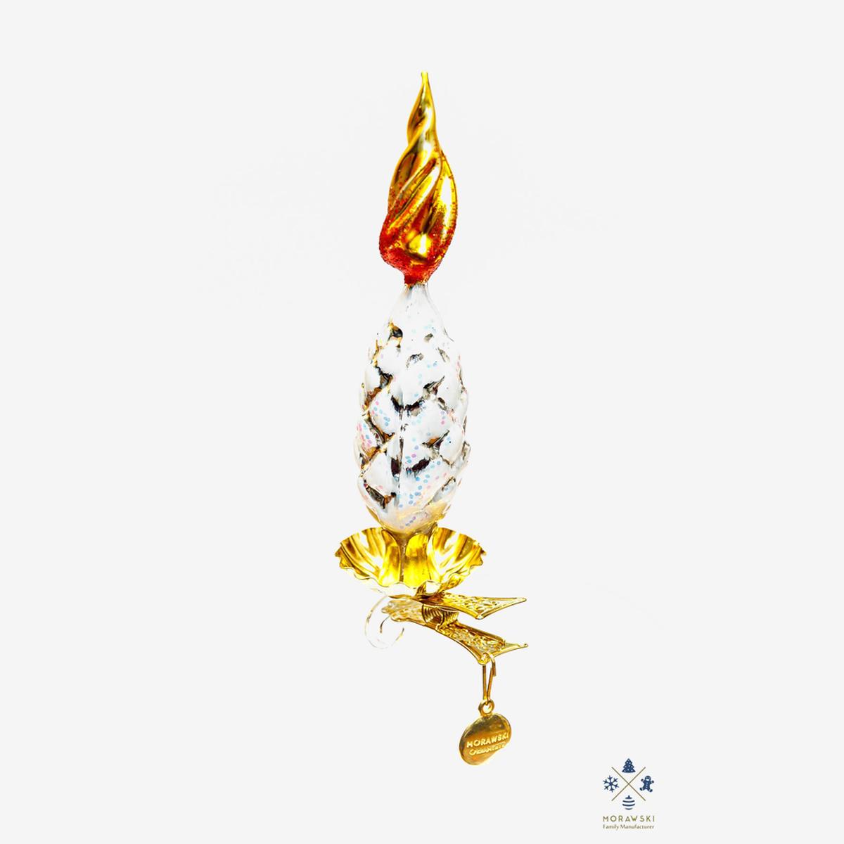 White Pinecone Candle Clip-on Ornament