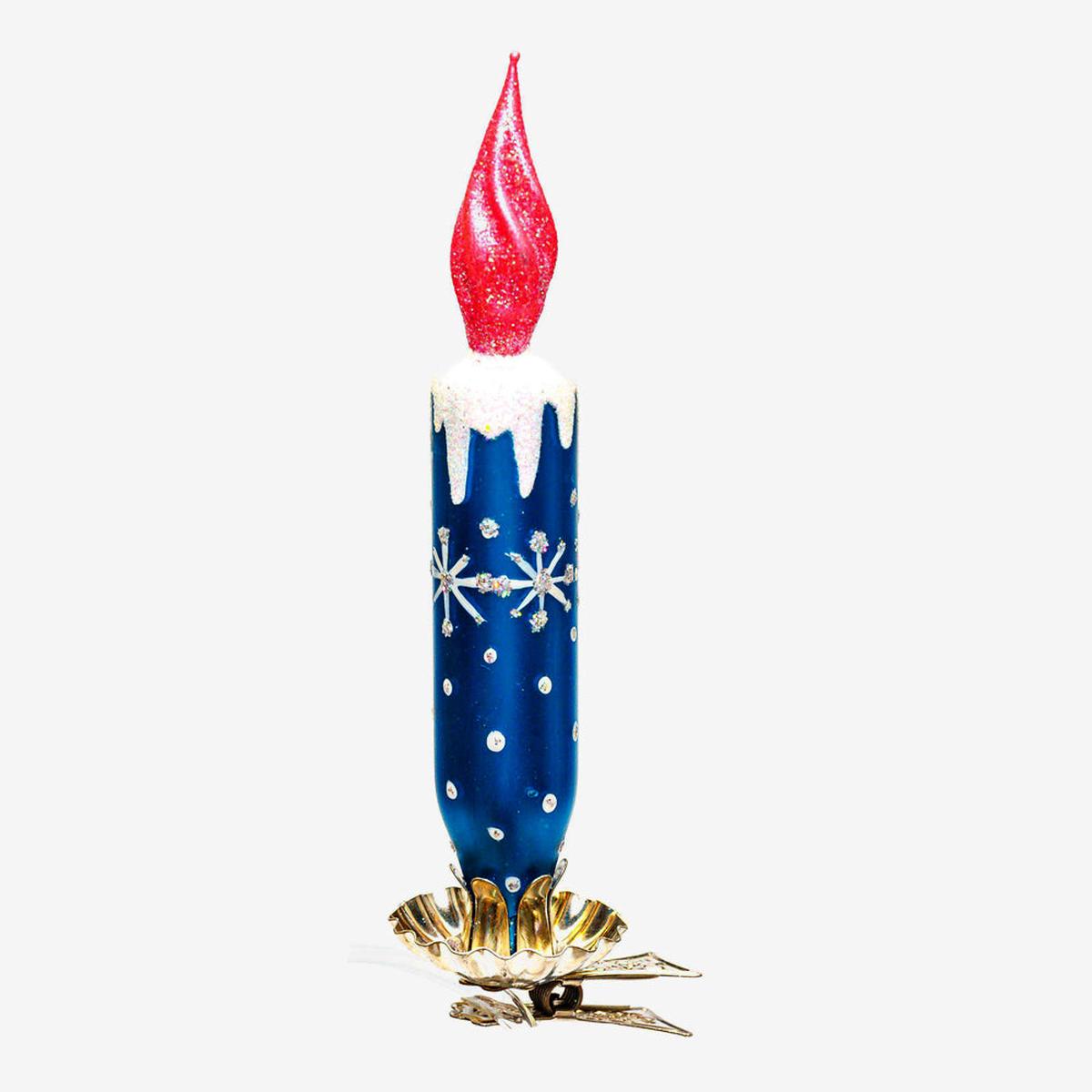 Blue & Pink Candle Clip-On Ornament