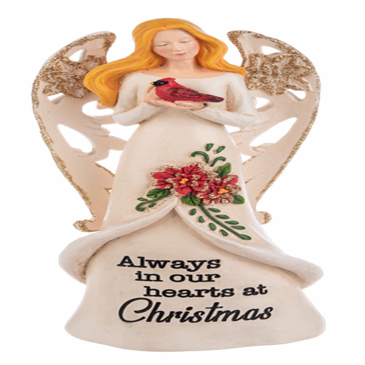 Christmas Cardinal Angel Figurine- Always In Our Hearts At Christmas