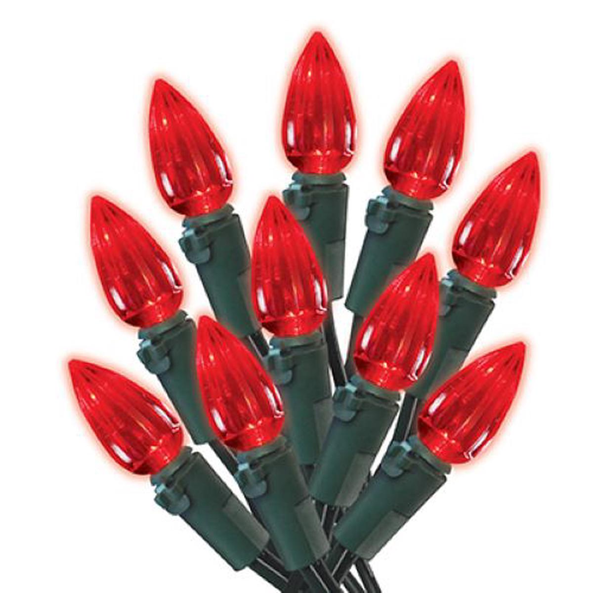 Holiday Wonderland 47715-88A Holiday LED 70-Light C3 Red Faceted Bulb String Light Set - Quantity of 4