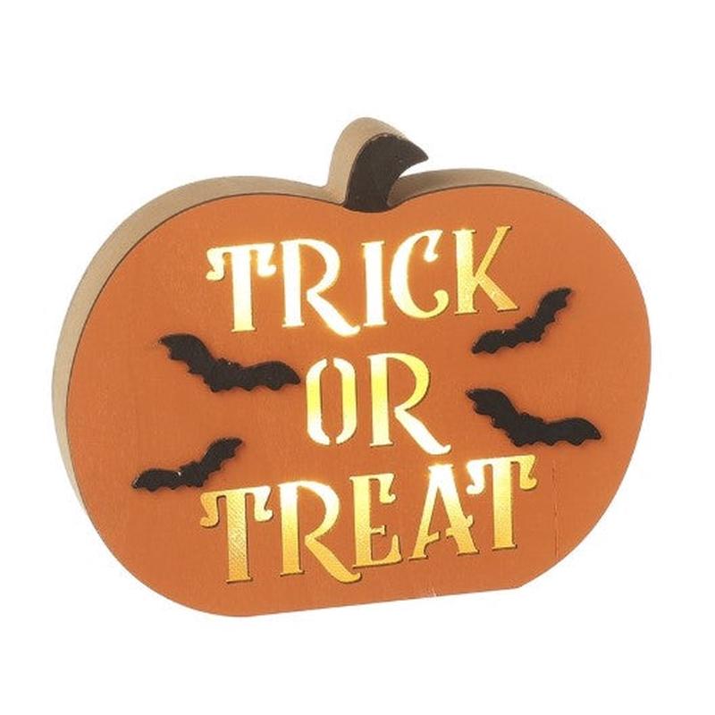Orange Wood Led Trick Or Treat Pumpkins | GTG915