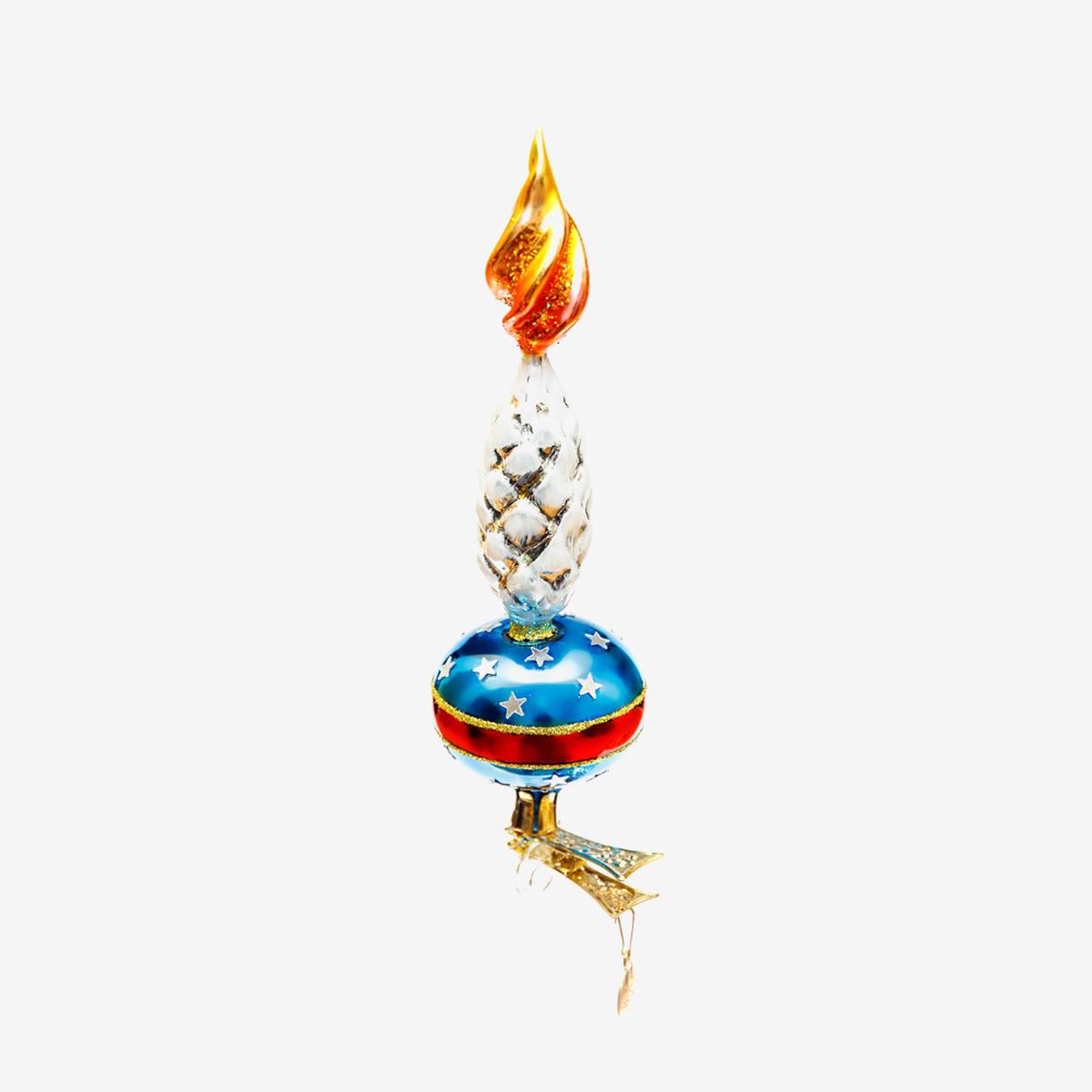 Pinecone & Blue Candle Clip-on Ornament
