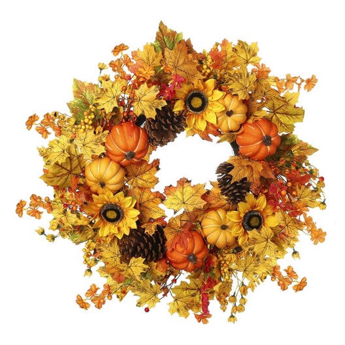 Pumpkin And Flower Wreath | DJS021