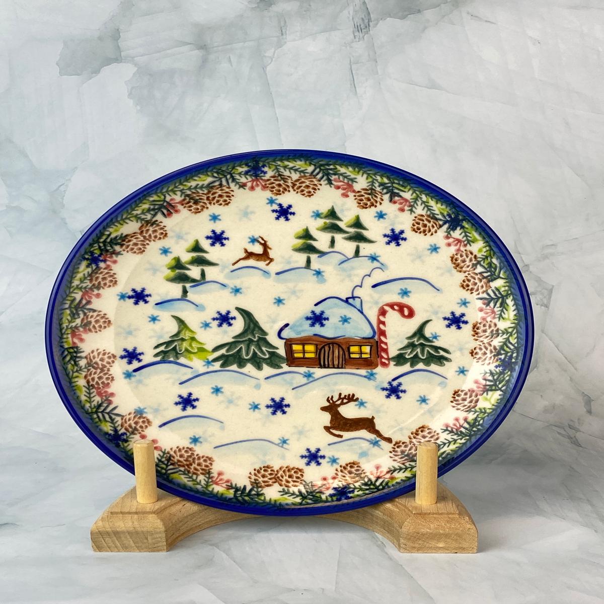 Vena Unikat Holiday Dessert Plate - V132-350 - Winter Cottage