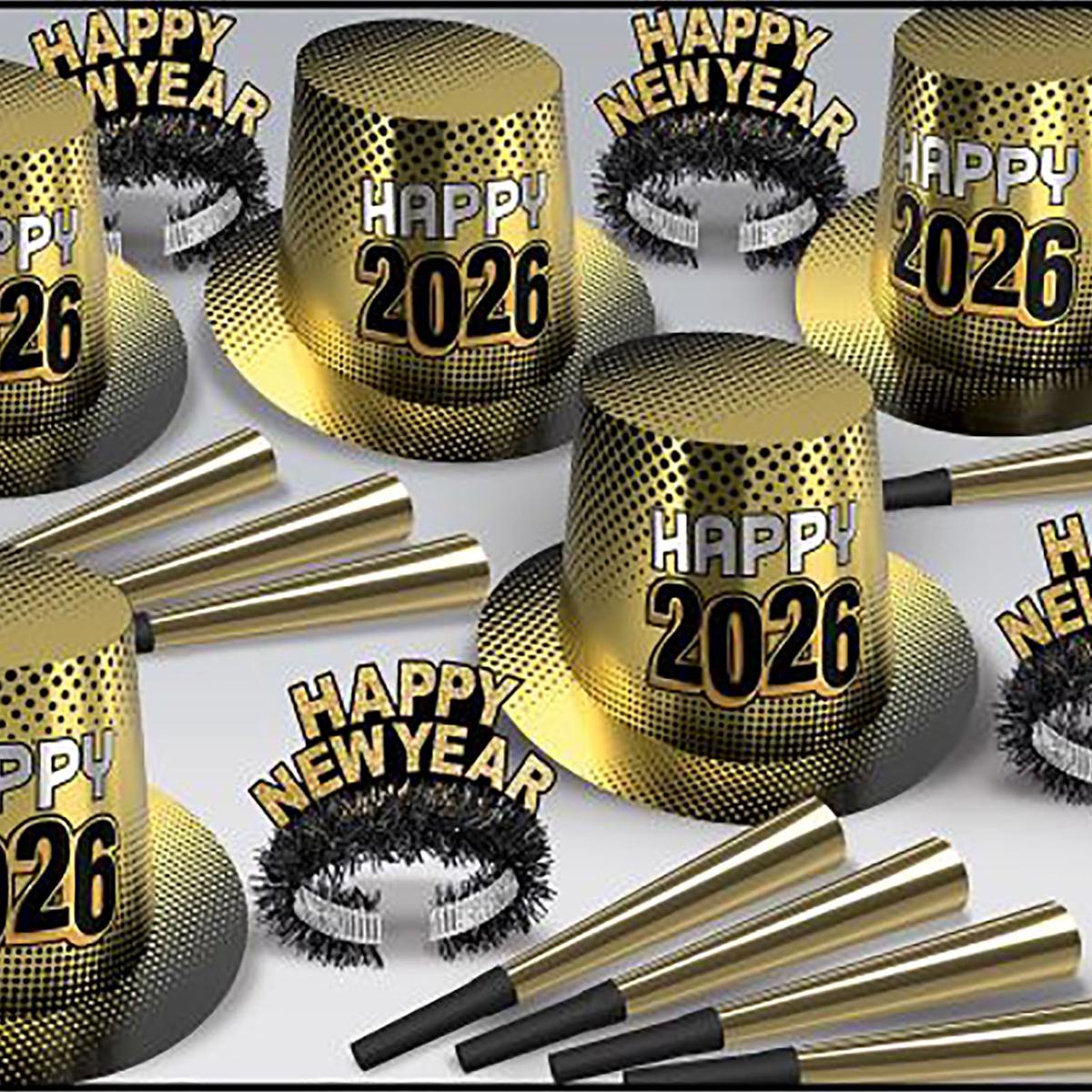 100 Happy New Year's Eve Party Kits - 100 NYE Party Kits: Gold 2026