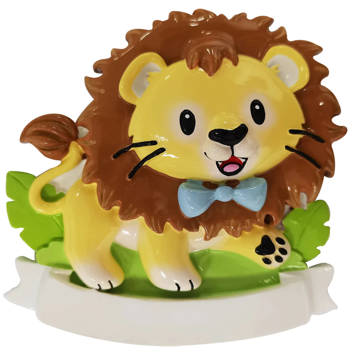 Yellow Lion Ornament with Blue Bow Tie