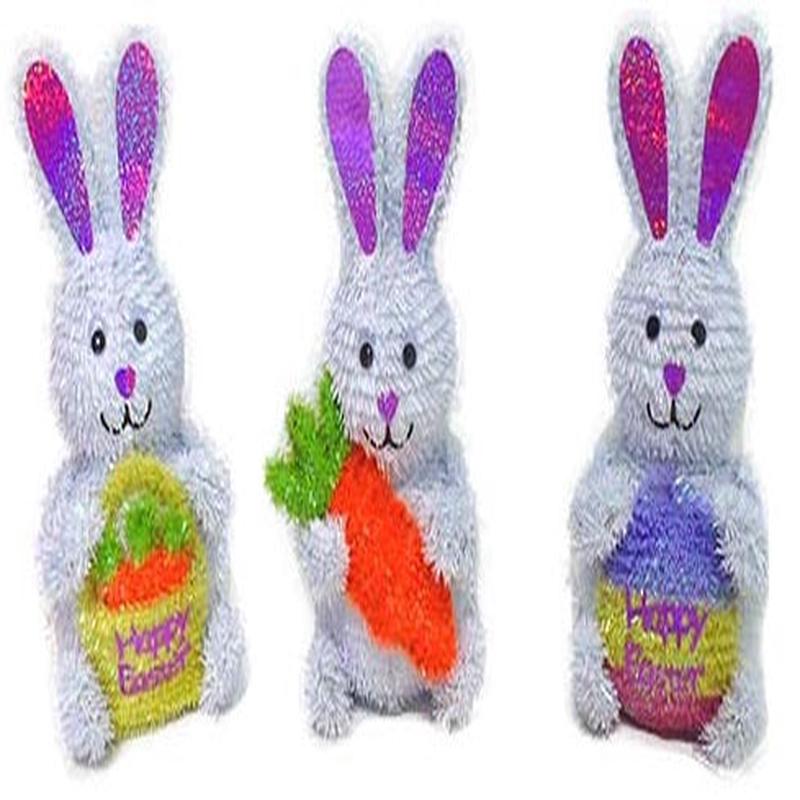 3D Easter Bunny Shimmer Tinsel Tabletop Decoration