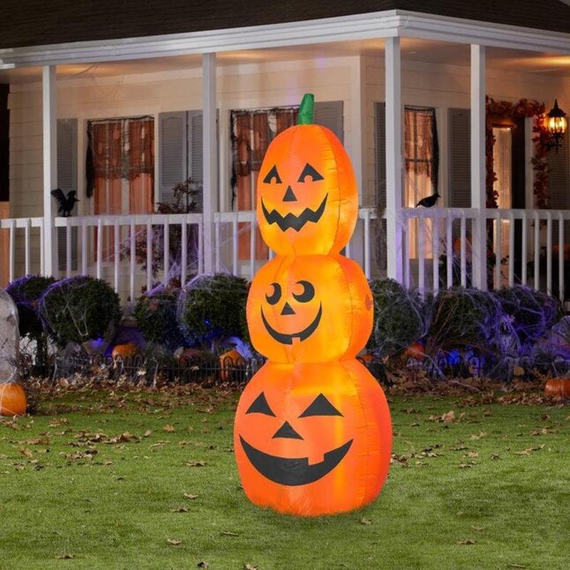7' Airblown LED Pumpkin Stack Halloween Inflatable