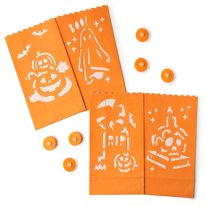 Flickering Frights Halloween Luminary Pathway Markers with Tea Lights