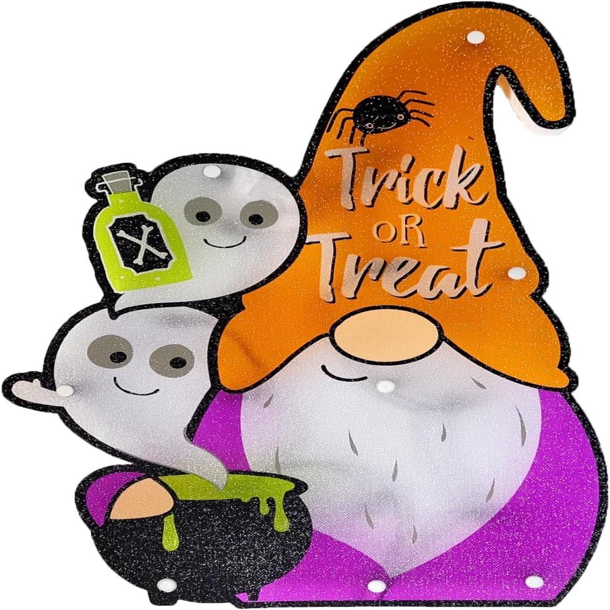 Halloween Trick or Treat Gnome Shimmer Window Decoration