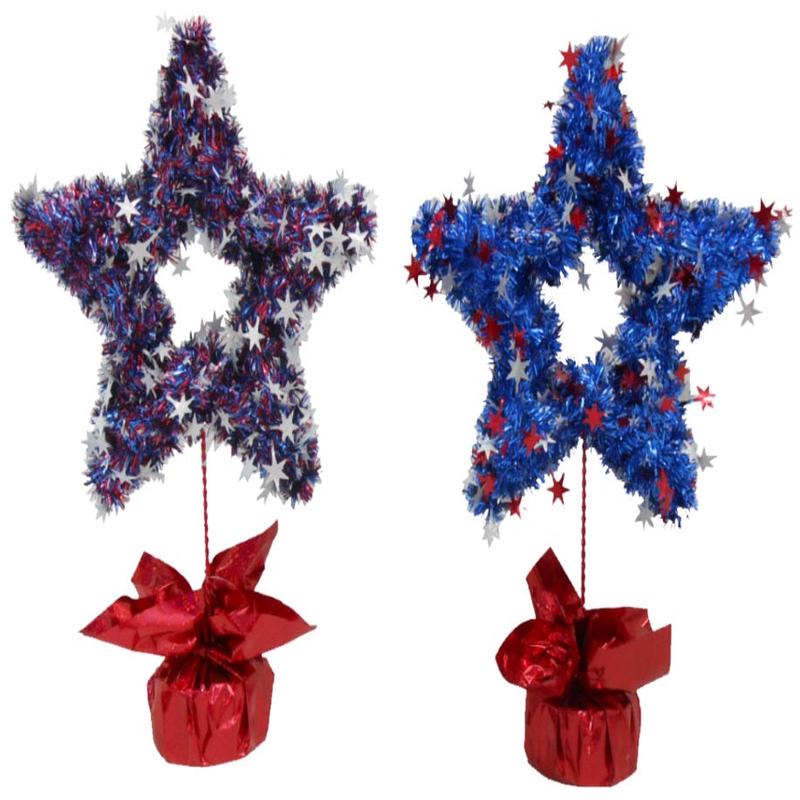 16" Patriotic Tinsel Star Tabletop Decoration