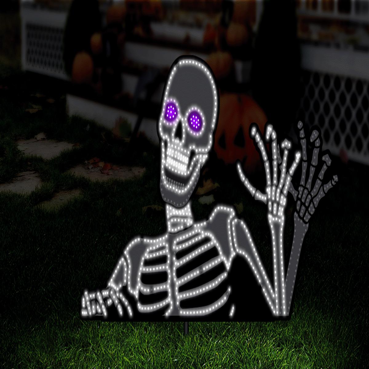 20.5" Jumbo Hi-Vibrant LED Waving Skeleton Decoration