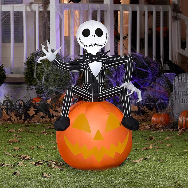 3.5' Nightmare Before Christmas Jack Skellington on Jack-O-Lantern Inflatable