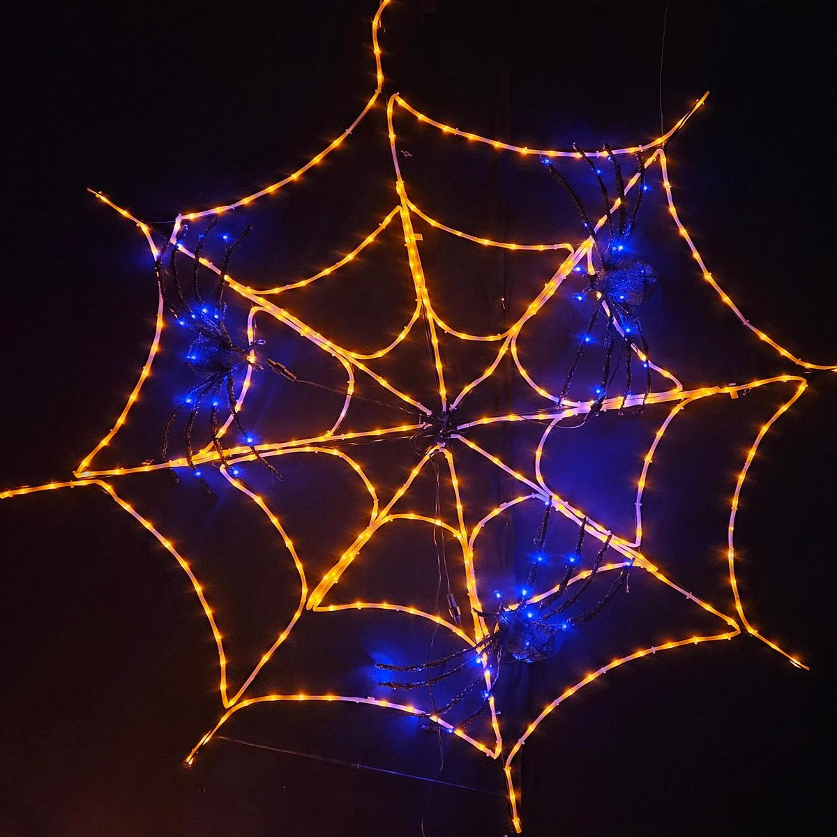 5' Pre-Lit Spider Web Decoration with Spiders