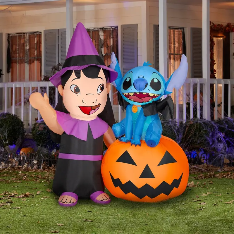 6' Airblown Lilo & Stitch Pumpkin Scene Halloween Inflatable
