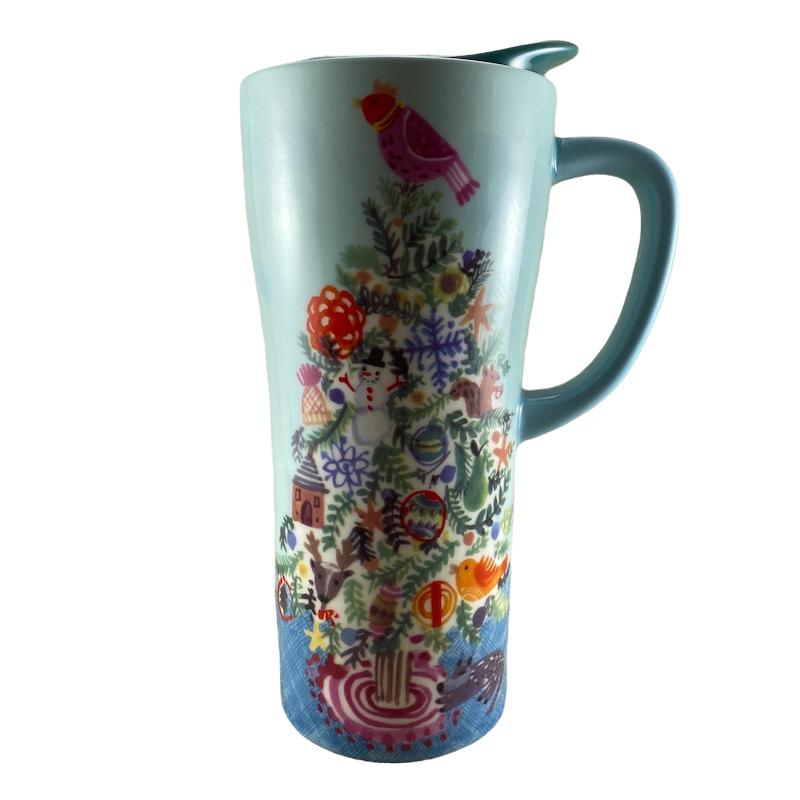 Christmas Tree With Bird On Top Tall Travel Mug Tag NEW