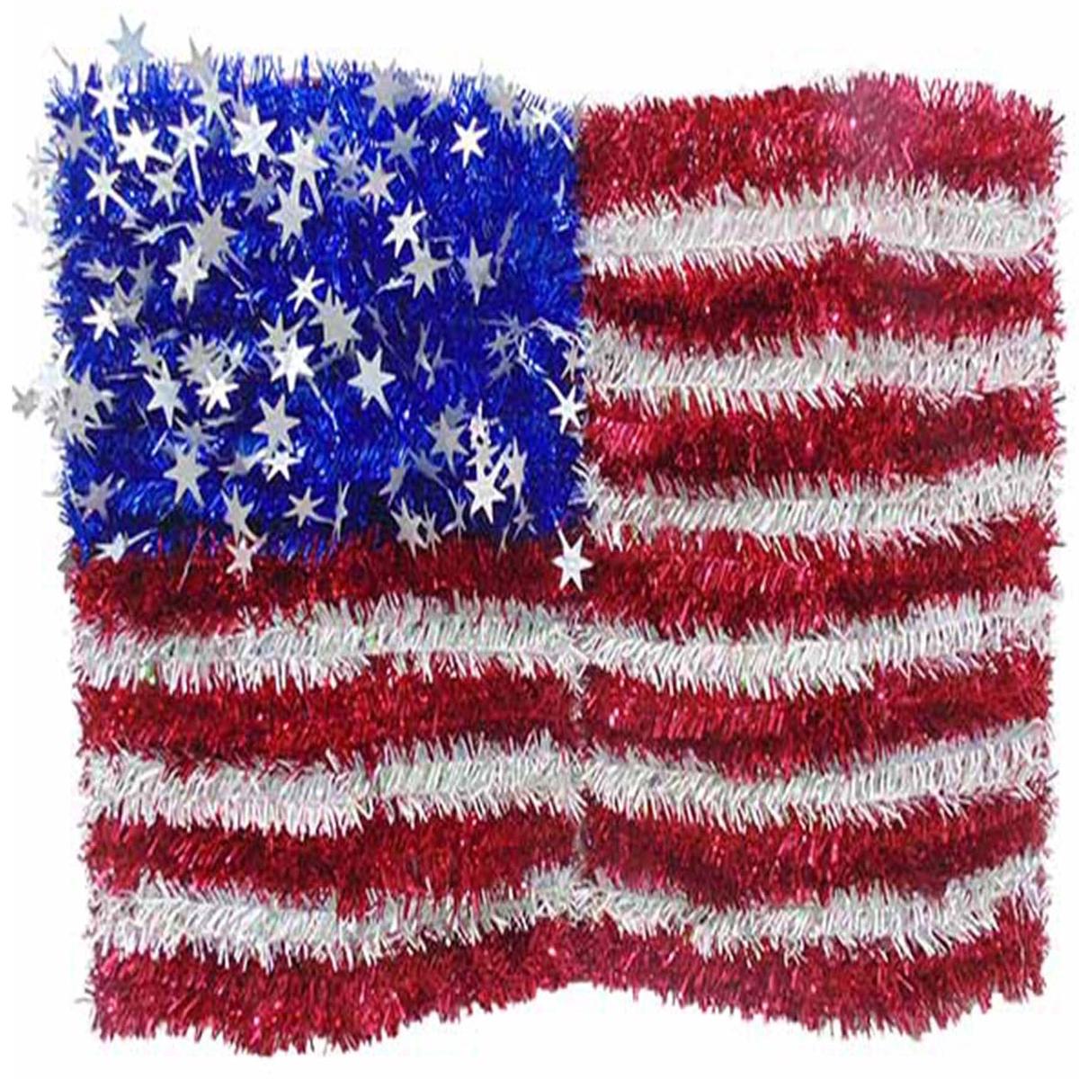 18" Patriotic Tinsel Flag Wall Decoration