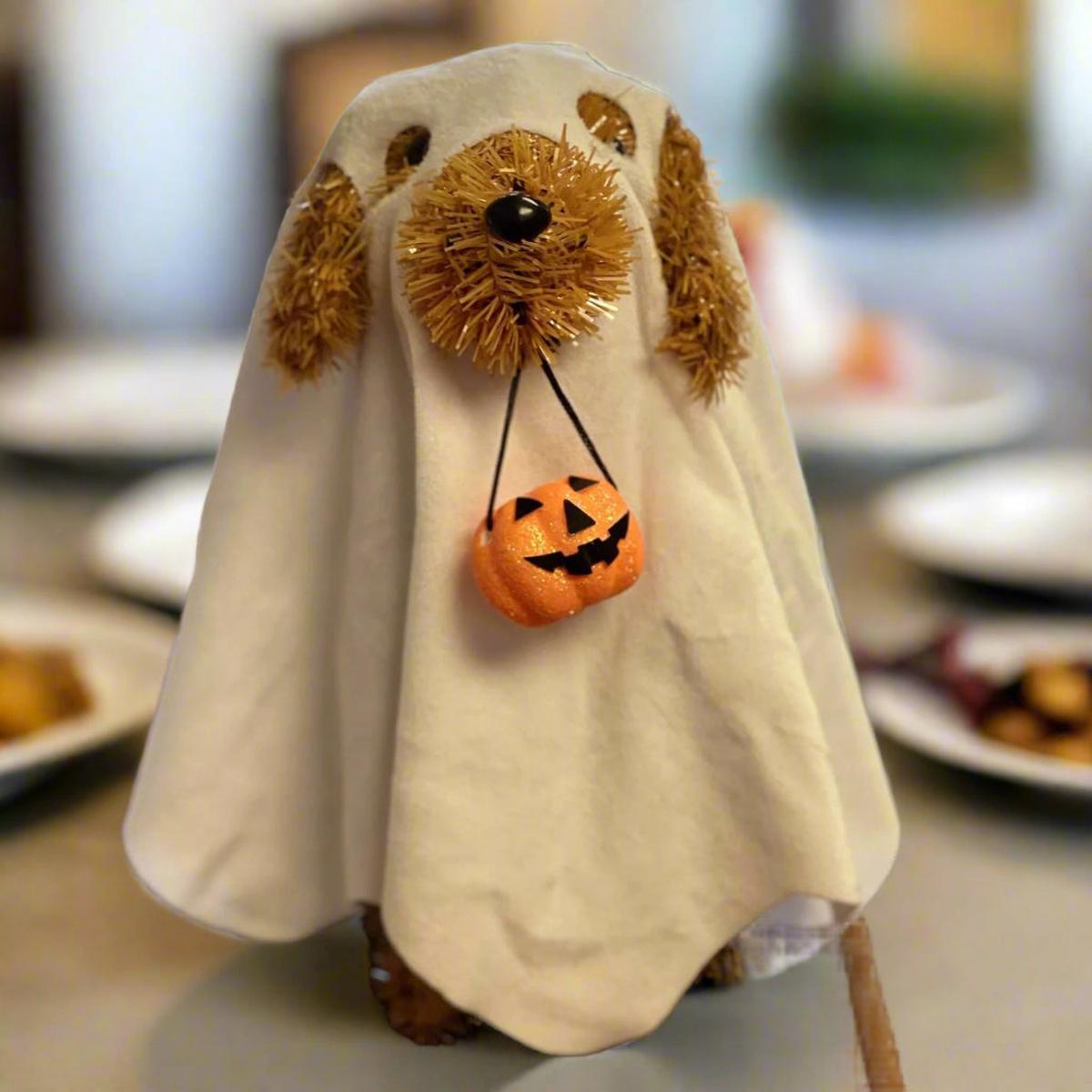 3D Tinsel Ghost Dog Tabletop Decoration