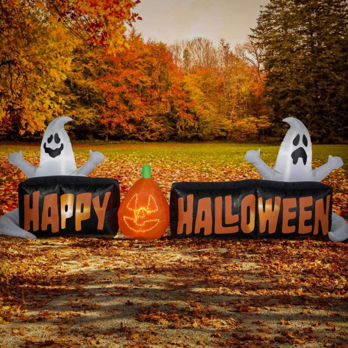 Airblown Happy Halloween Inflatable Sign with Ghosts