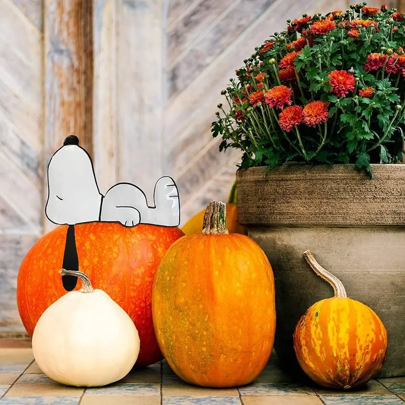 Peanuts Snoopy Laying Down Pumpkin Press-In Decoration
