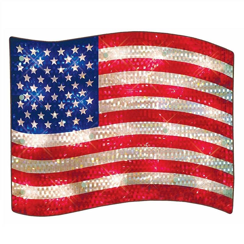 Shimmering Lighted American Flag Decoration