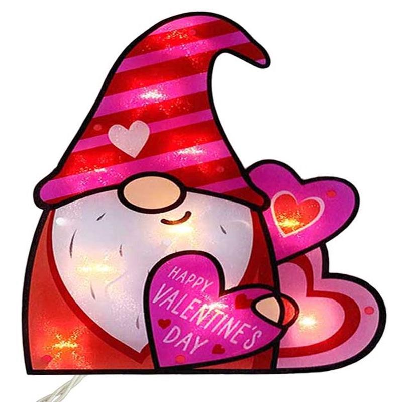 Valentine's Gnome Shimmer Window Light Ornamental