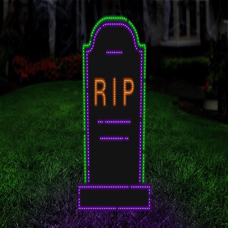 2.5' LED Vibrant Tombstone Decoration