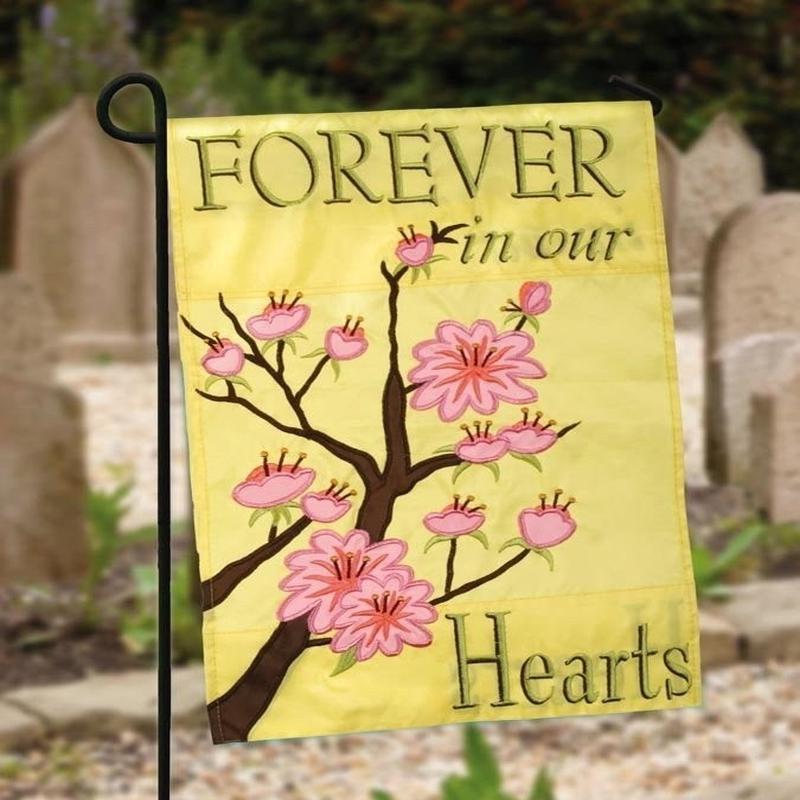 Forever In Our Hearts Memorial Applique Garden Flag