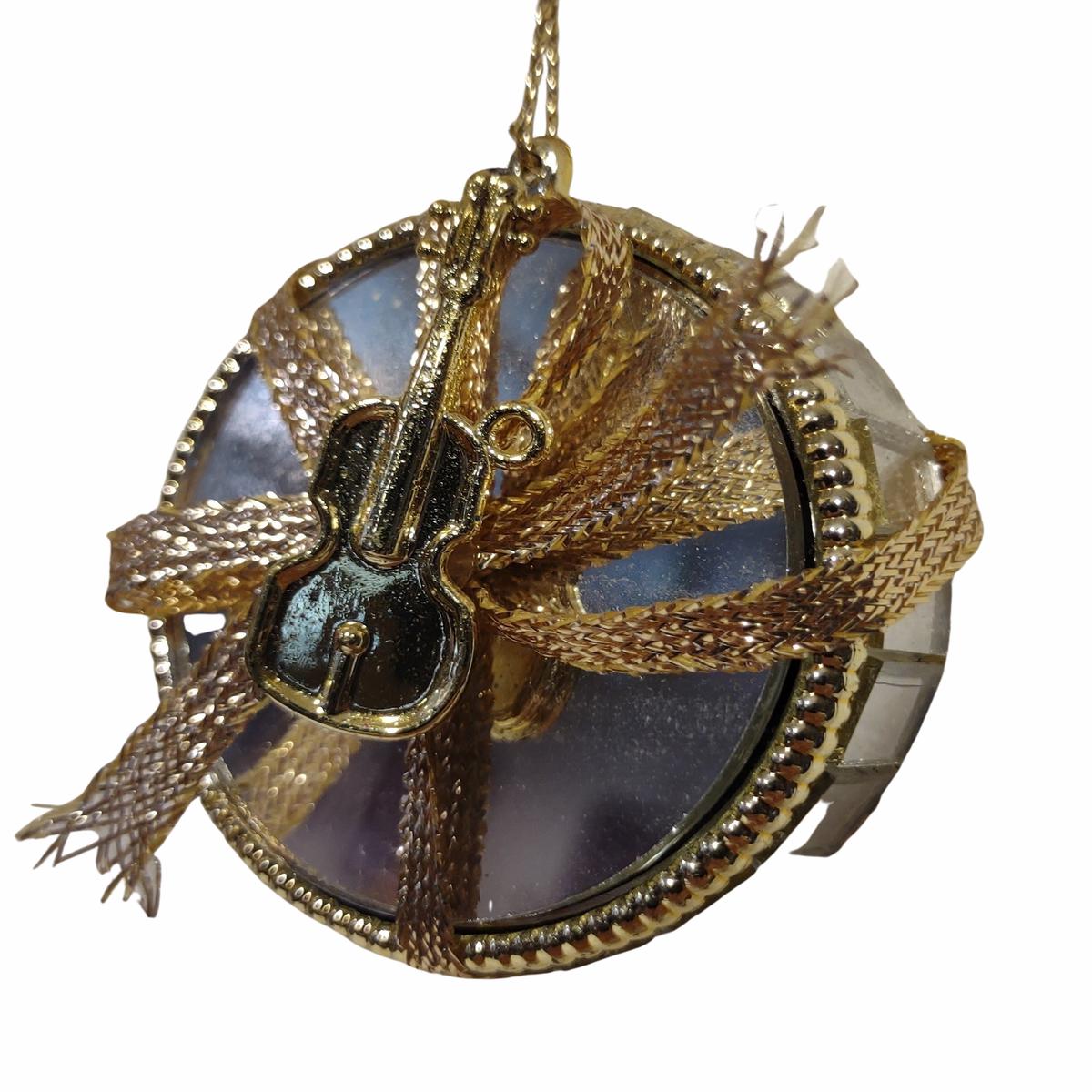Acrylic Gold Wrapped Present with Gold Violin 2"