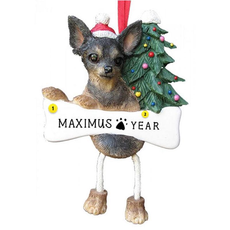 Personalized Chihuahua Dog Ornament - Black & Tan