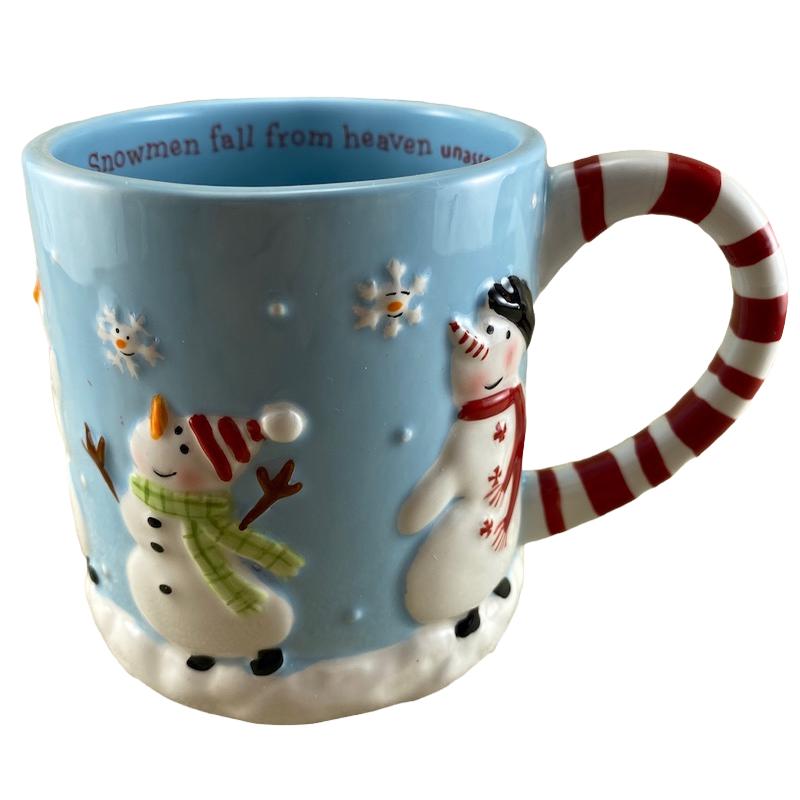 Snowmen Fall From Heaven Unassembled Embossed Mug Hallmark NEW