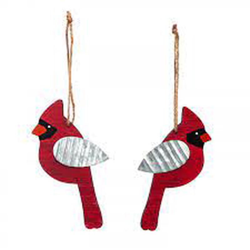 Wood and Metal Cardinal Ornament