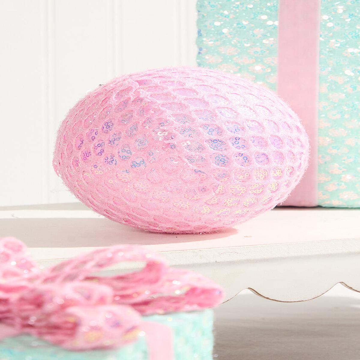 6" Pink Mesh Ball Ornament Christmas Tree Decor with Iridescent Shine and Festive Holiday Style