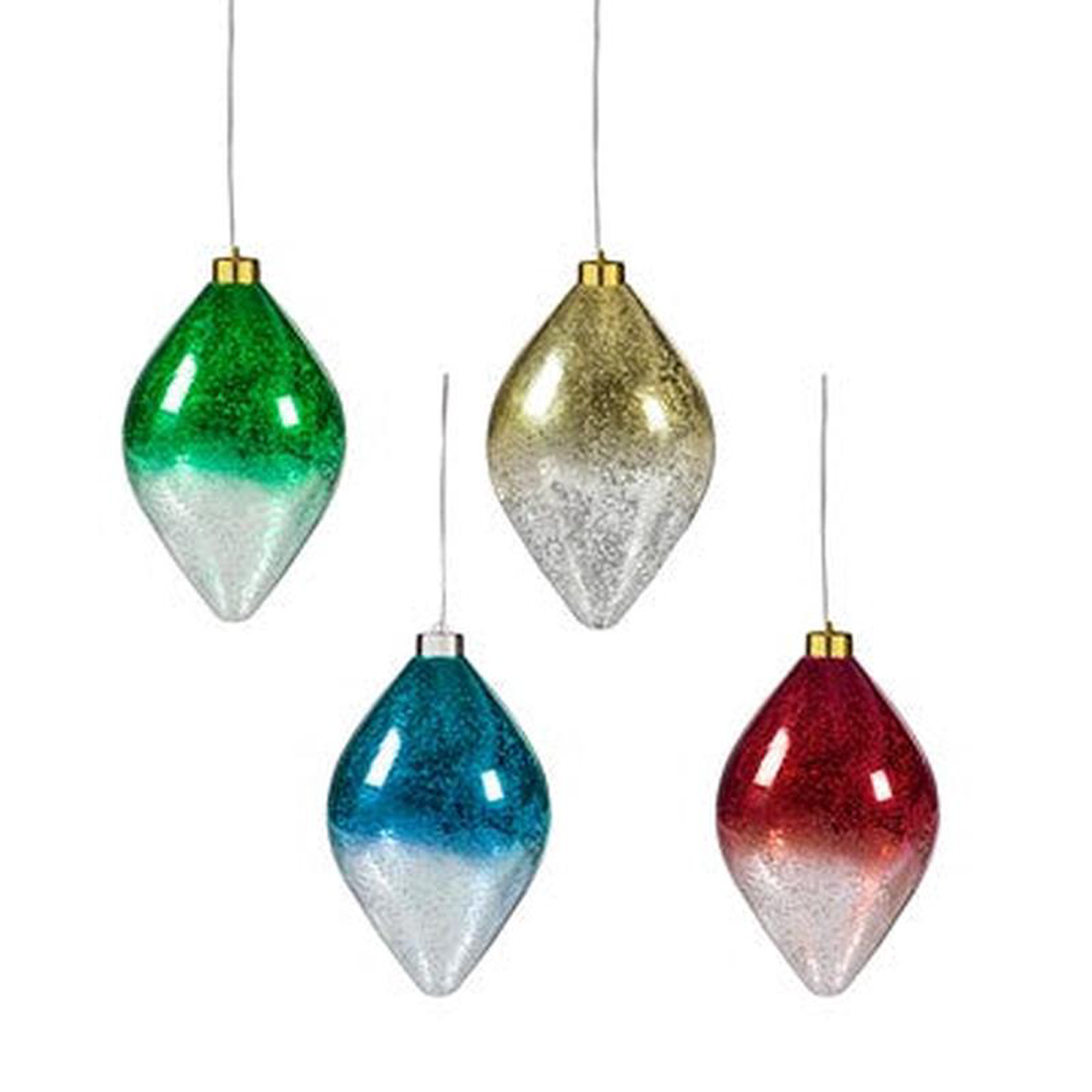 858243H Shatterproof Battery Operated Twinkling Multicolor LED Ornament 4 Asst