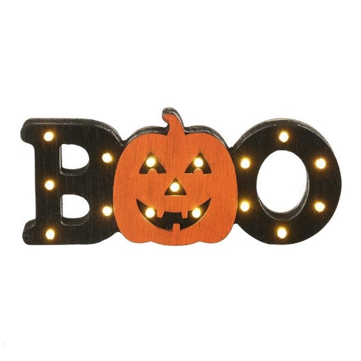 Black Wooden Boo LED Sign | HHH315