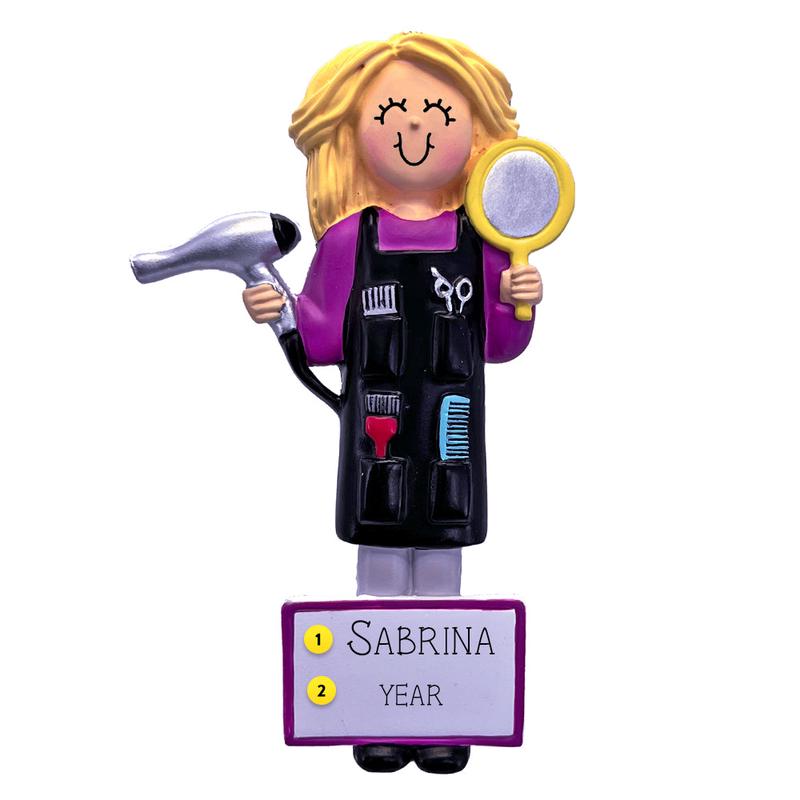 Personalized Hairdresser Ornament - Female Blonde Hair