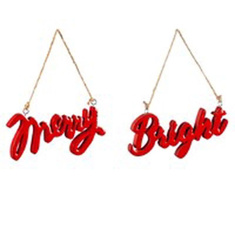 Wood Sentiment Ornament - Merry/Bright