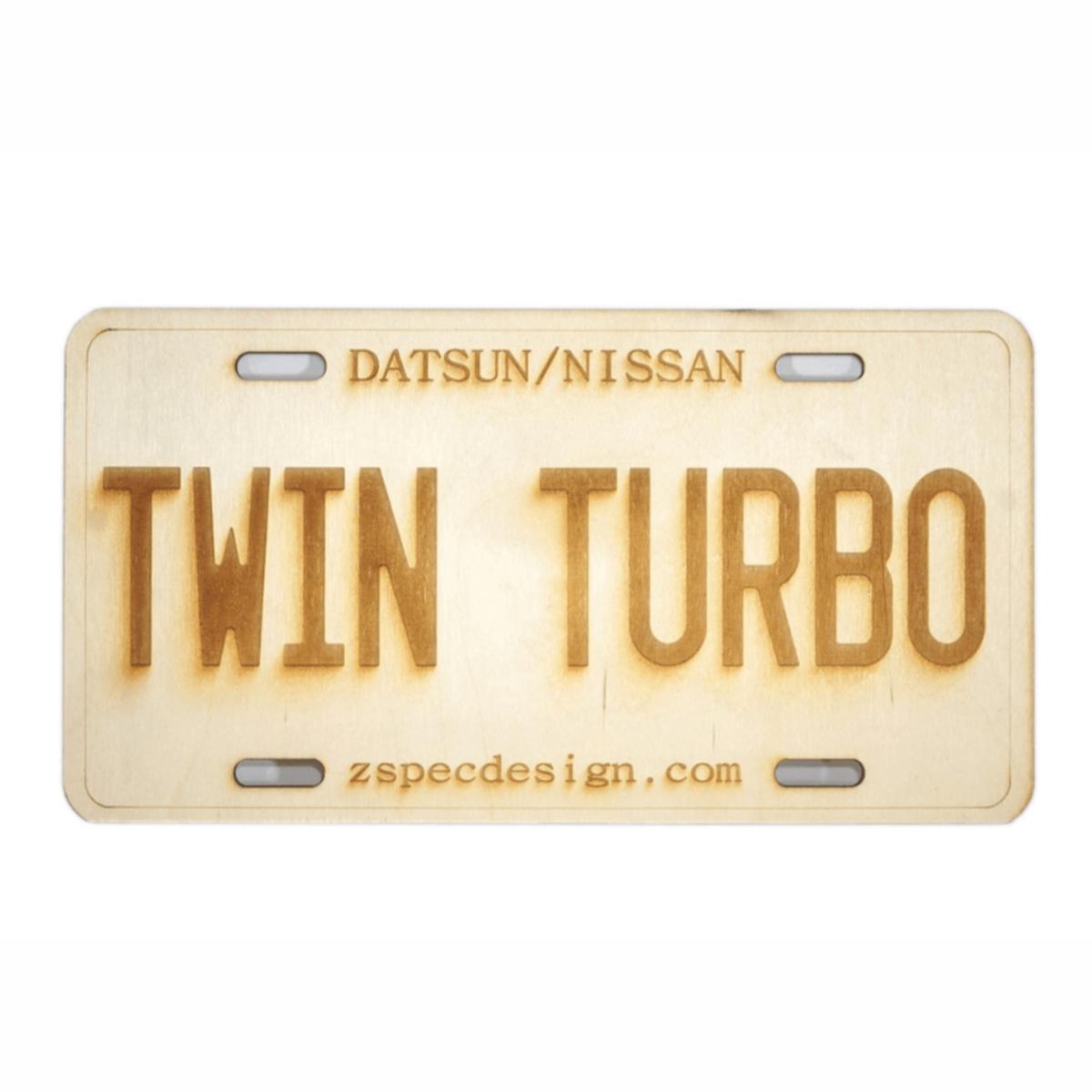 ZSPEC Nissan "Twin Turbo" License Plate, Birch, Ornamental