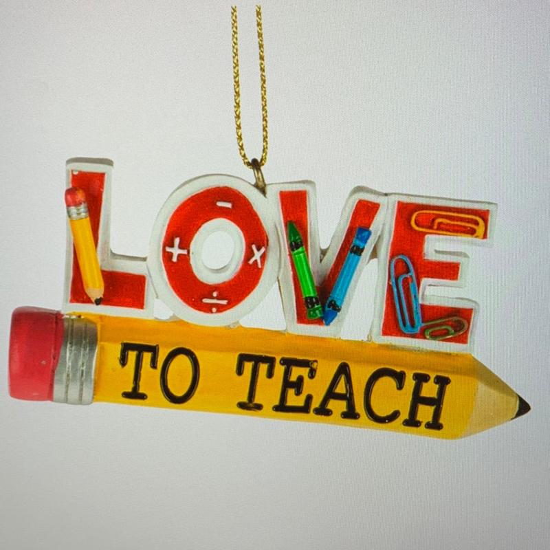 3.5" Love to Teach Pencil Ornament